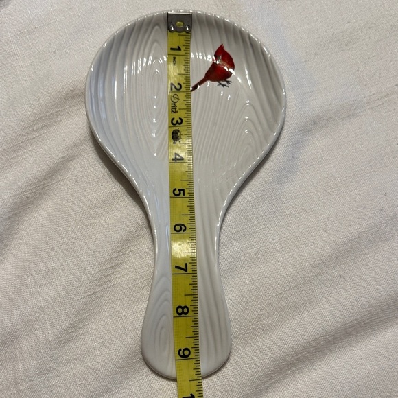 🕊️❤️ 🆕 Elegant White Ceramic Spoon Rest with Red Cardinal - Picture 3 of 12